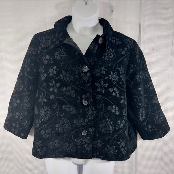 DRESSBARN WOMAN! BLACK ON BLACK TAPESTRY STYLE EMBROIDERED JACKET! SZ 18W - Picture 4 of 13